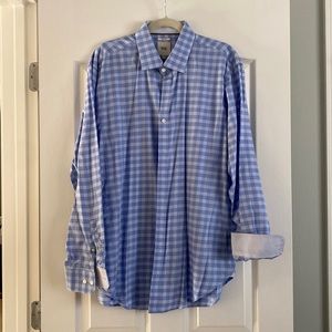 Size 17 neck light blue dress shirt with detailed cuffs